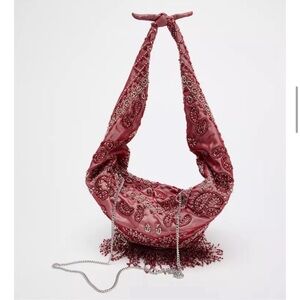 Zara Pink Beaded Shoulder Bag